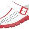 Abeba Berufsschuhe Sicherheitsschuhe ABEBA Clog Weiß/ Rot Mit Aufdruck 7313 OB