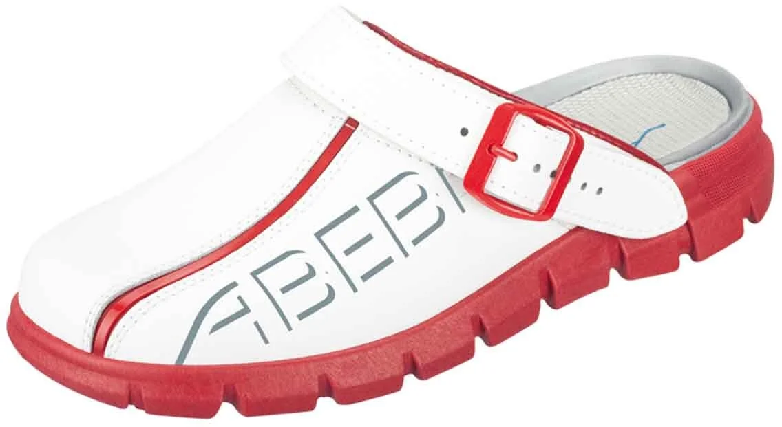 Abeba Berufsschuhe Sicherheitsschuhe ABEBA Clog Weiß/ Rot Mit Aufdruck 7313 OB 1 Abeba Berufsschuhe Sicherheitsschuhe ABEBA Clog Weiß/ Rot Mit Aufdruck 7313 OB
