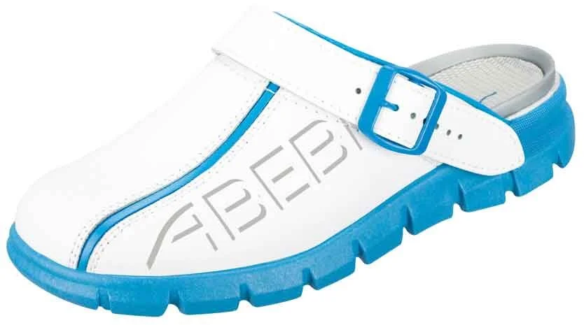 Abeba Berufsschuhe Sicherheitsschuhe ABEBA Clog Weiß/ Blau Mit Aufdruck 7312 OB 1 Abeba Berufsschuhe Sicherheitsschuhe ABEBA Clog Weiß/ Blau Mit Aufdruck 7312 OB