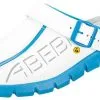 Abeba Berufsschuhe Sicherheitsschuhe ABEBA Clog Weiß/ Blau Mit Aufdruck ESD 37312 OB